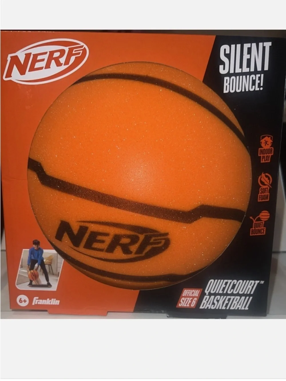 NERF QuietCourt Orange Foam Basketball NEW Official 6”